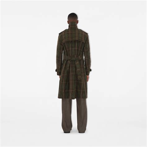 Trench coat longo de algodão em Check (Tor) 